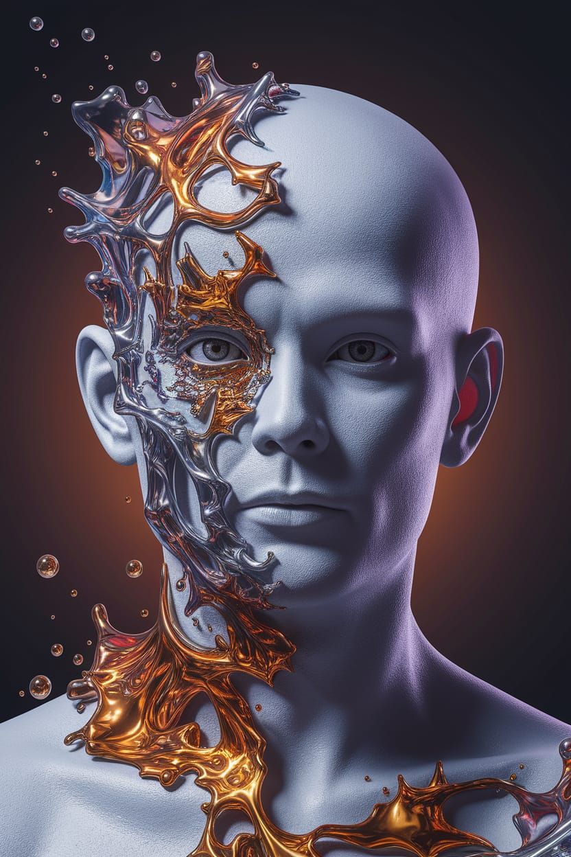 Abstract Geometric Socks Portrait in Cubist Style