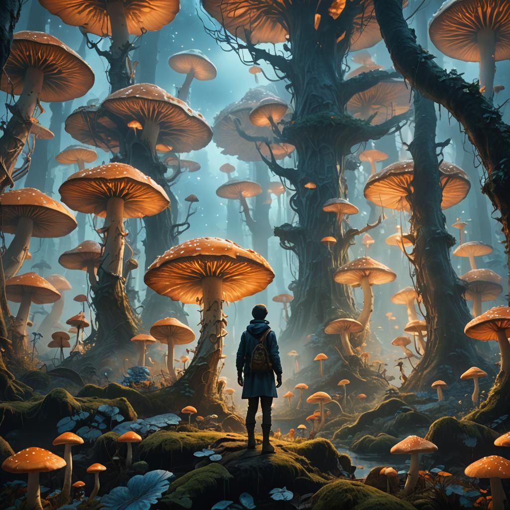 Mystical Mushroom Forest with Glowing Fungi