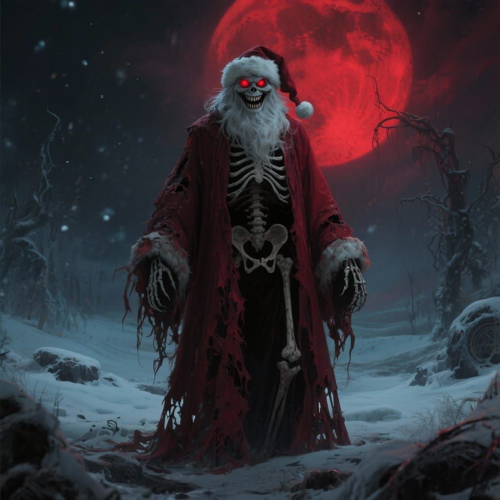 Menacing Santa Claus in Dark Fantasy Horror Style