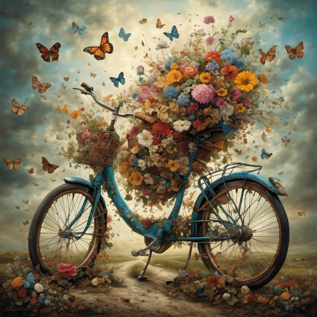 Hyperreal Bicycle Through Time Composition