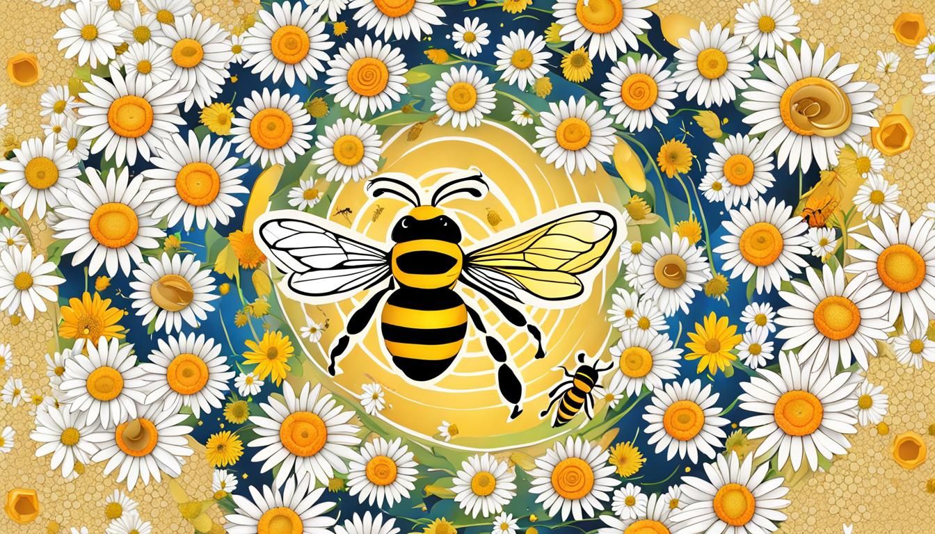 Apple, Daisies, Golden Spiral, Stars, and Honey Bee