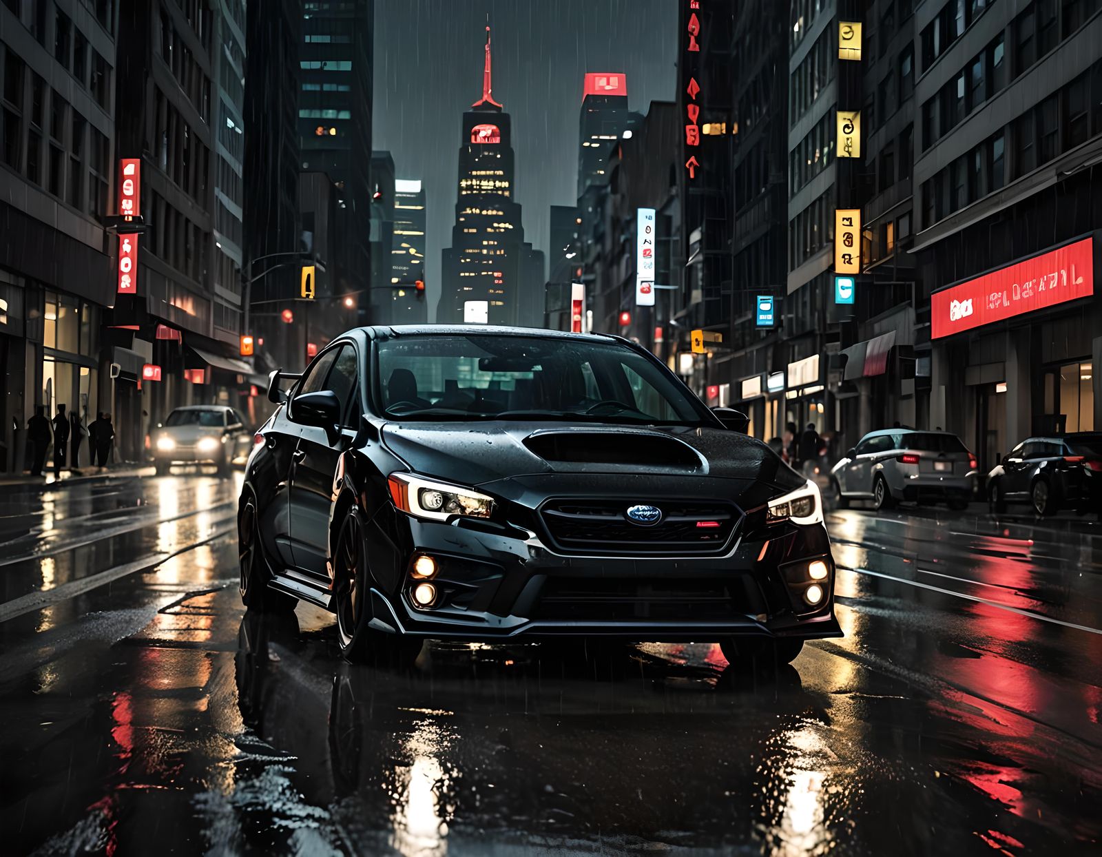 Sleek Subaru WRX STI on Dark City Highway