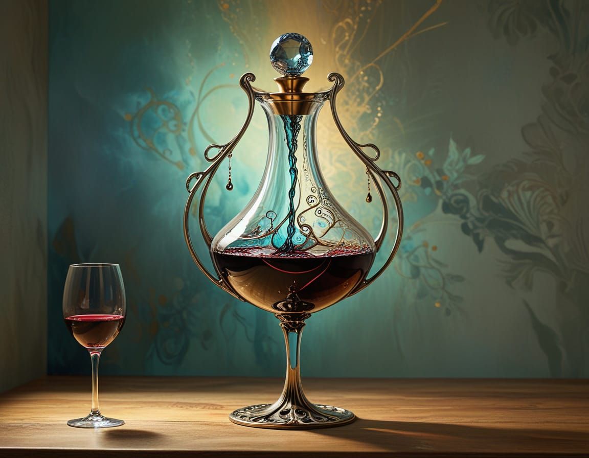 Impossible Fork Wine Decanter in Art Nouveau Style