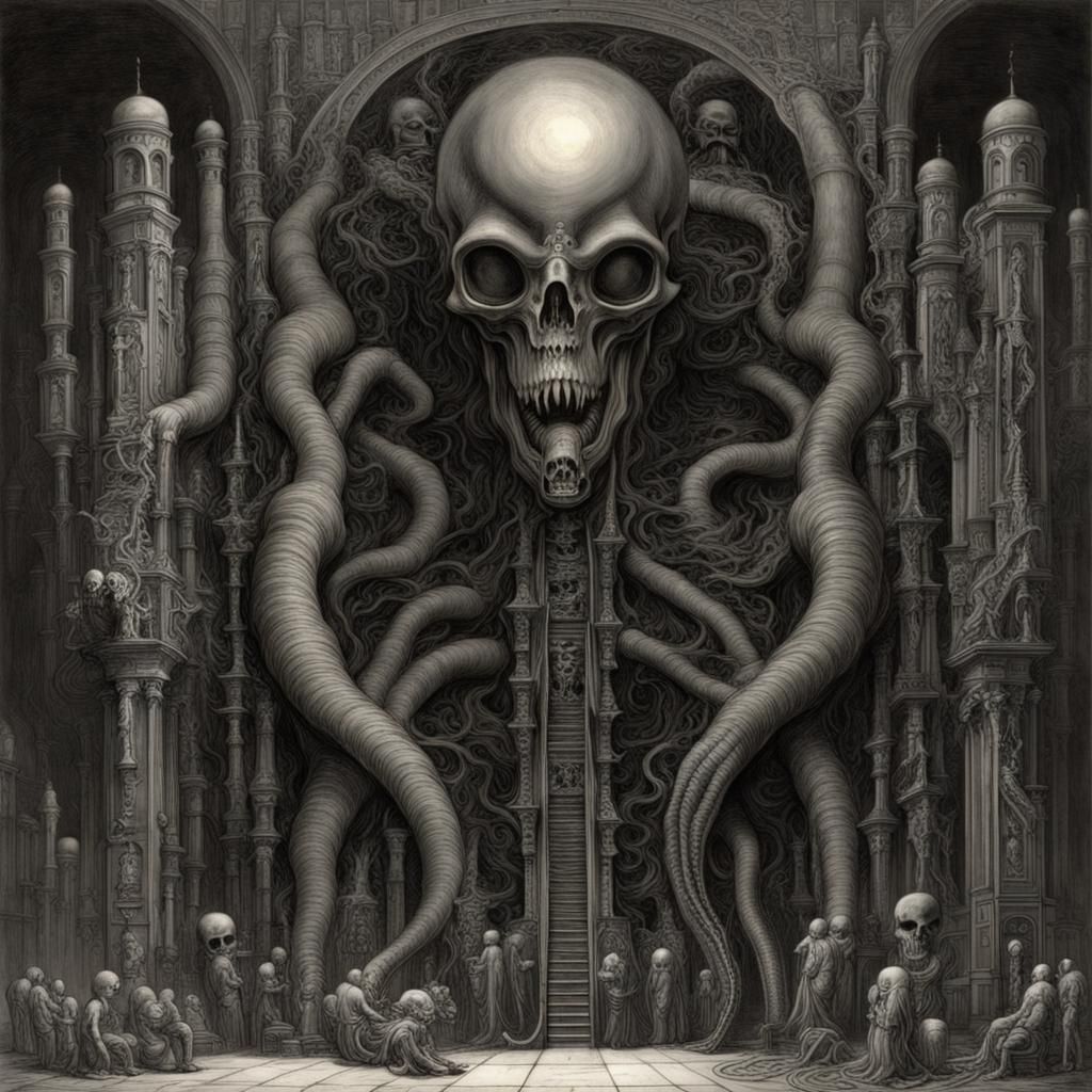 Giger-esque Machine Consuming Itself