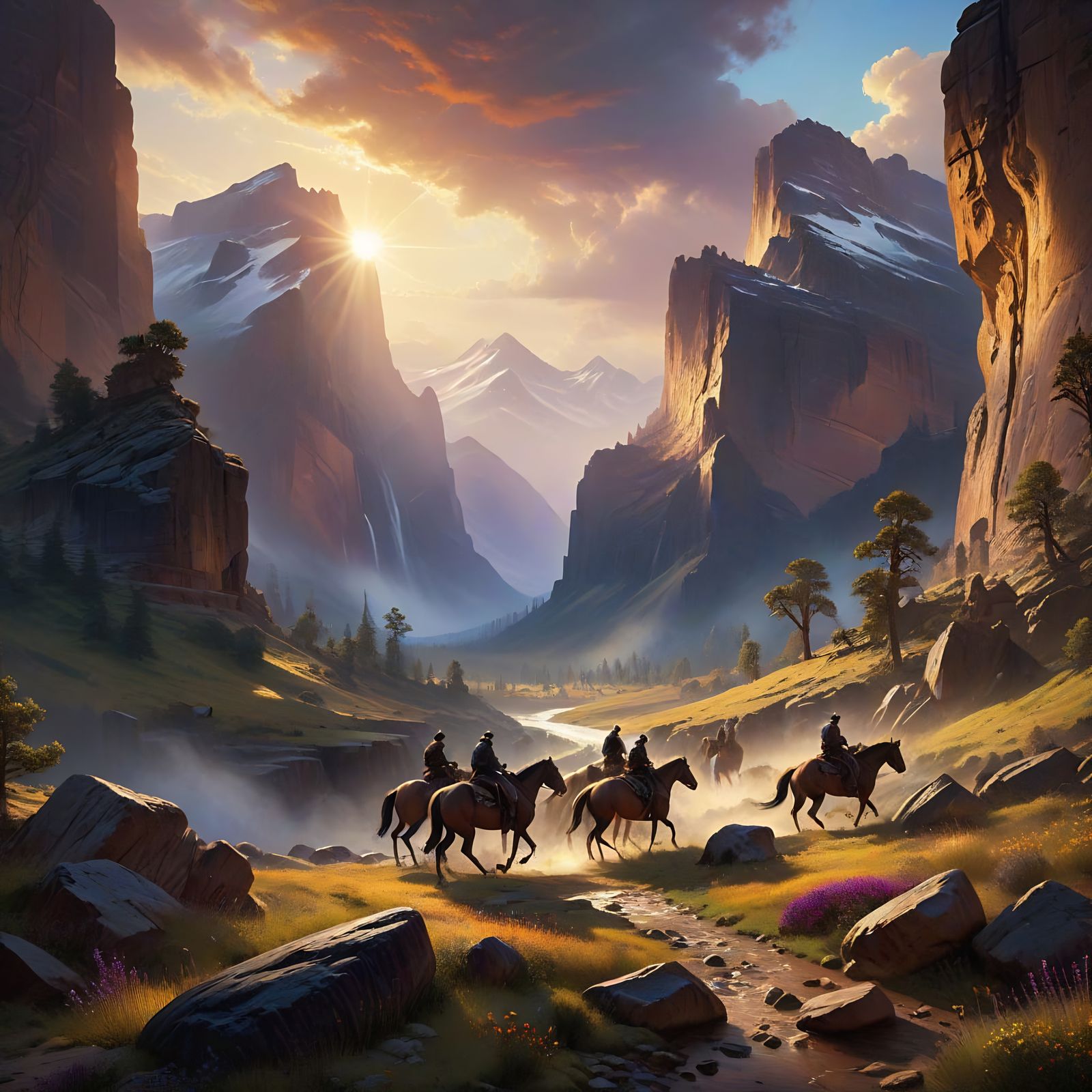 Majestic Stallions Thunder Across Southwest Canyonlands