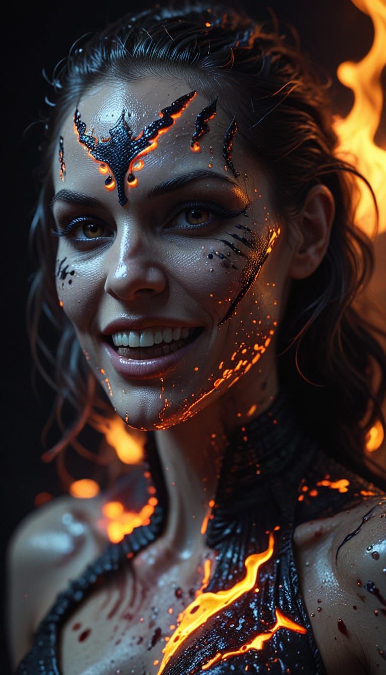 Viper-Woman with Melting Skin in Dark Fantasy Horror