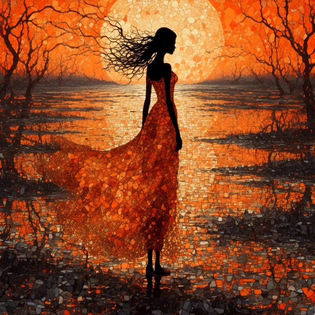 Fiery Sunrise Silhouette on Barren Horizon