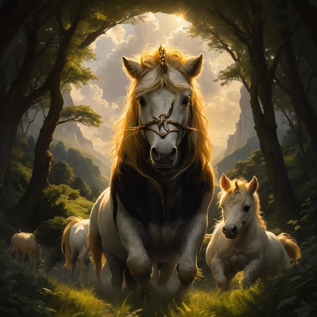 Baby Unicorn Ride Through Golden Valley