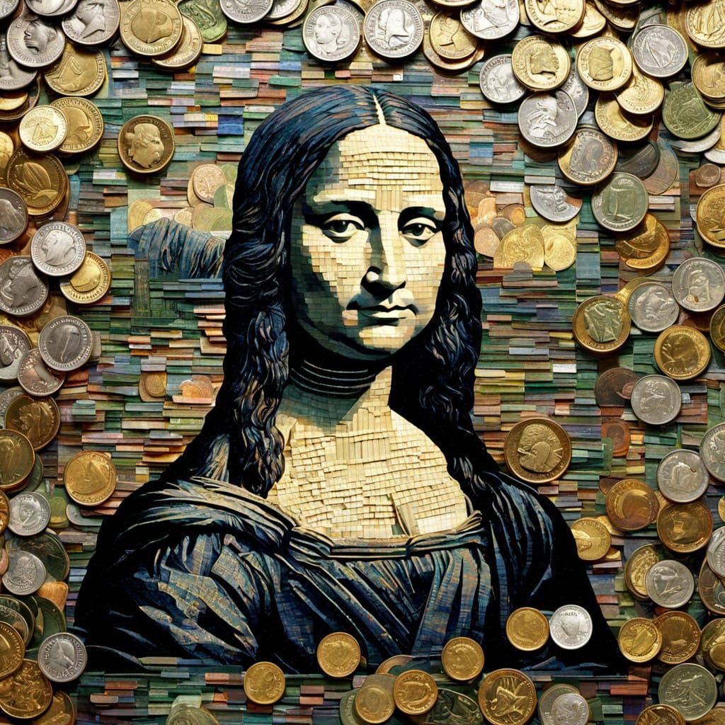 Mona Lisa Crafted from Global Currencies and Coins
