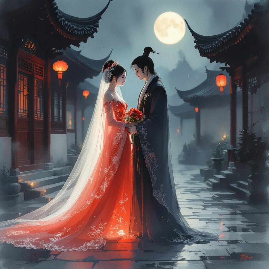 Ethereal Ghostly Wedding in Tang Dynasty China