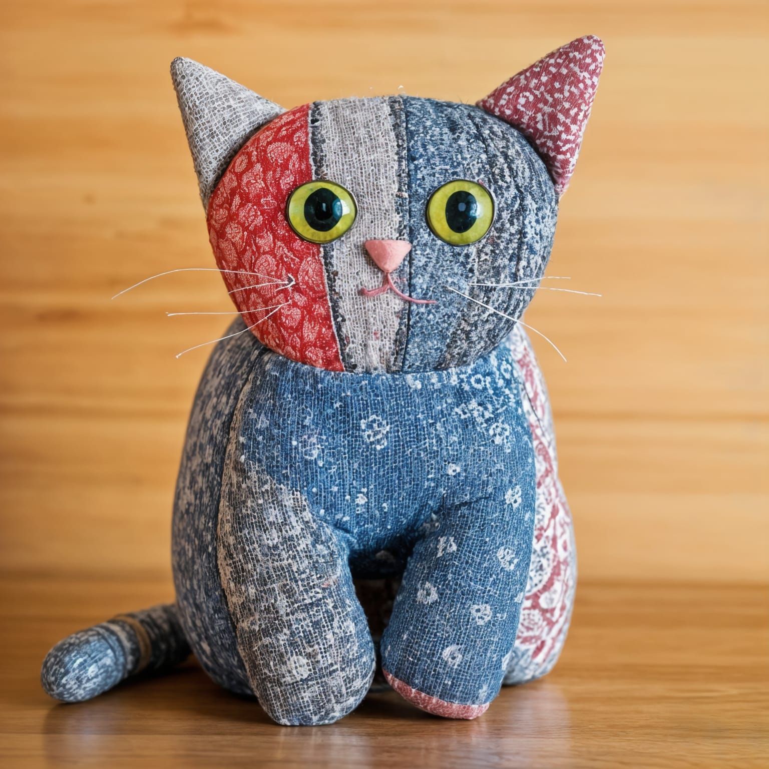 Vibrant Fabric Cat Toy in Whimsical Textile Style