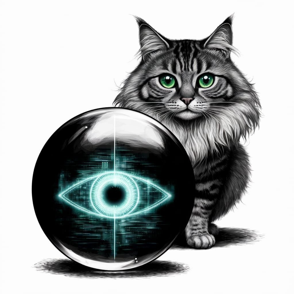 Surreal Cat in Pencil Sketch Style