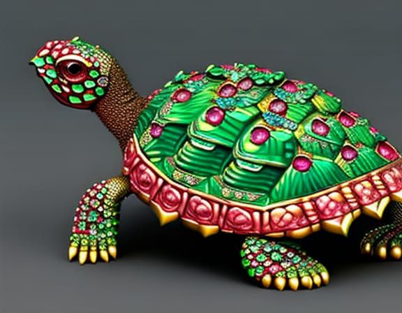 Ornate Ruby and Emerald Jewel Turtle