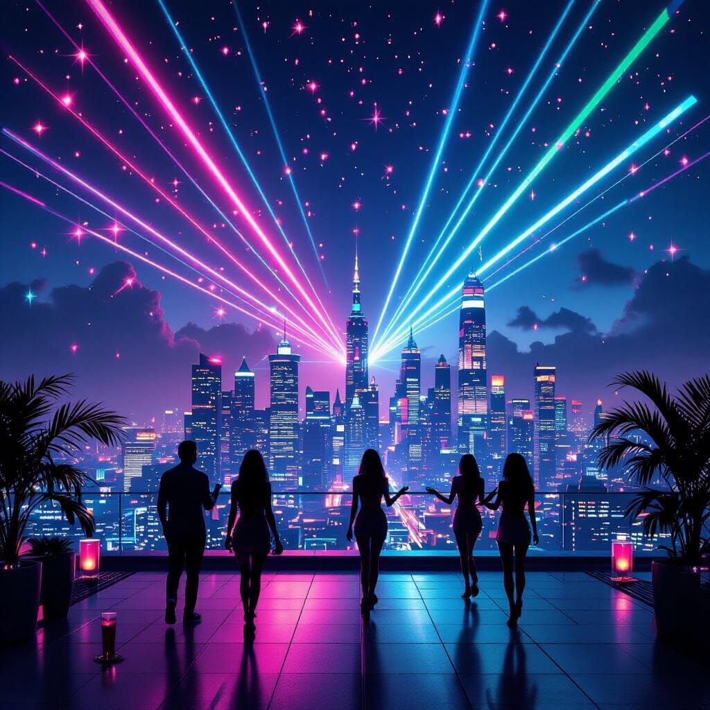 Futuristic Summer Rave Flyer with Neon Lasers