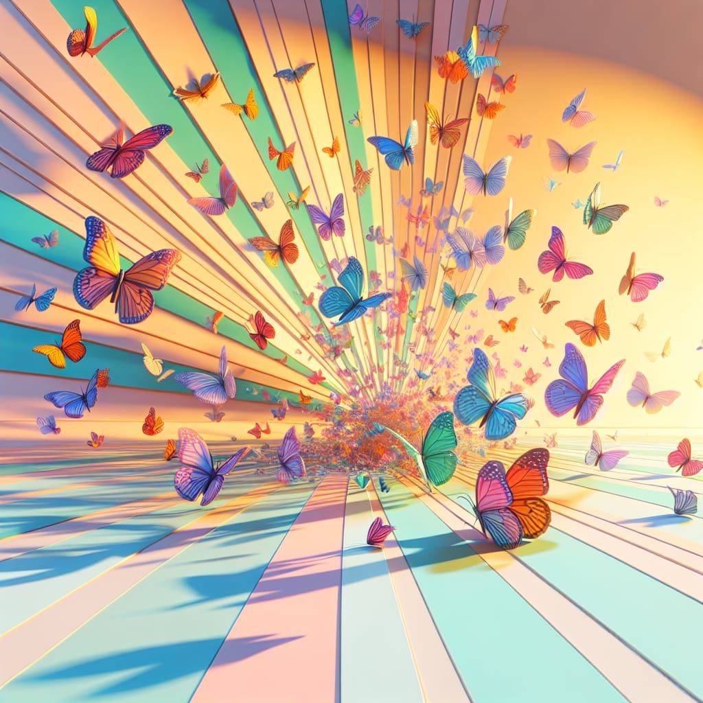 Butterflies Fluttering in 3D Digital Art