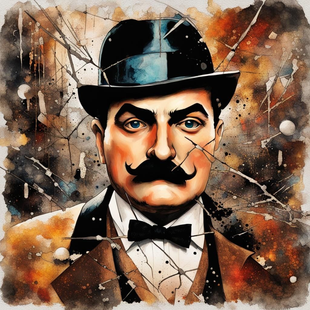 Hercule Poirot Close-Up in Futurism Mail Art