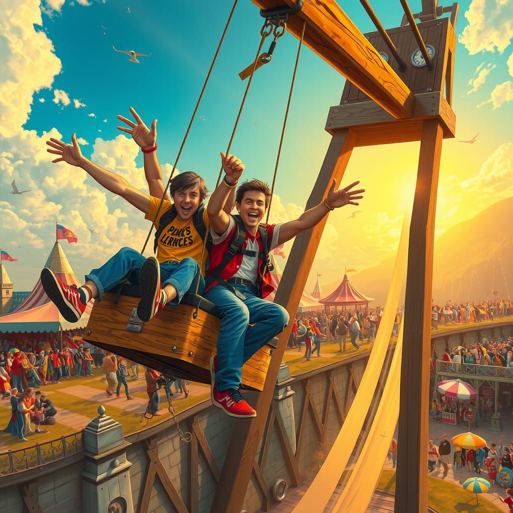 Trebuchet Ride: Soaring Through the Air