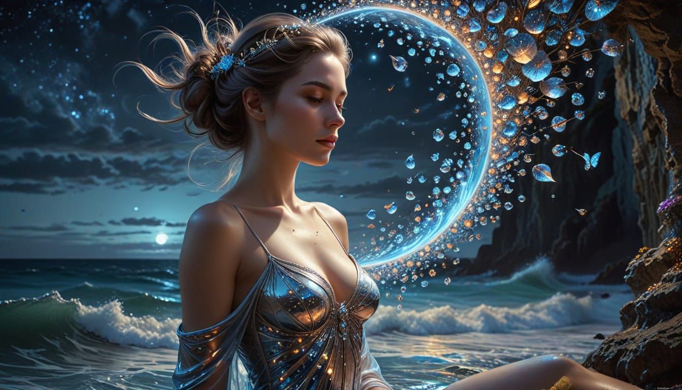 Optical Illusion Art: Hyperrealistic Summer Night Seascape