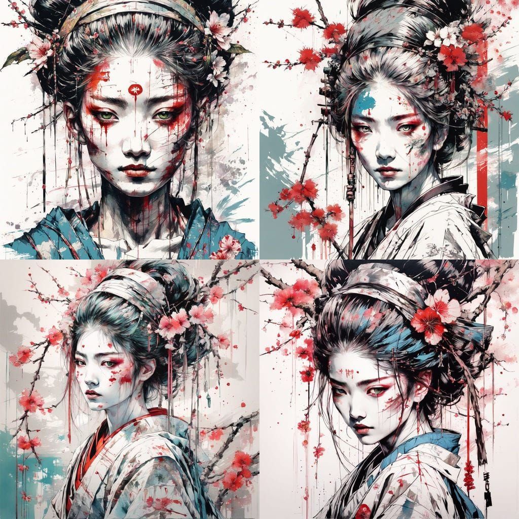 Surreal Cherry Tree Goddess in Cyberpunk Style