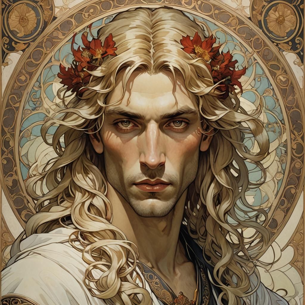 Lucifer Portrait in Art Nouveau Style