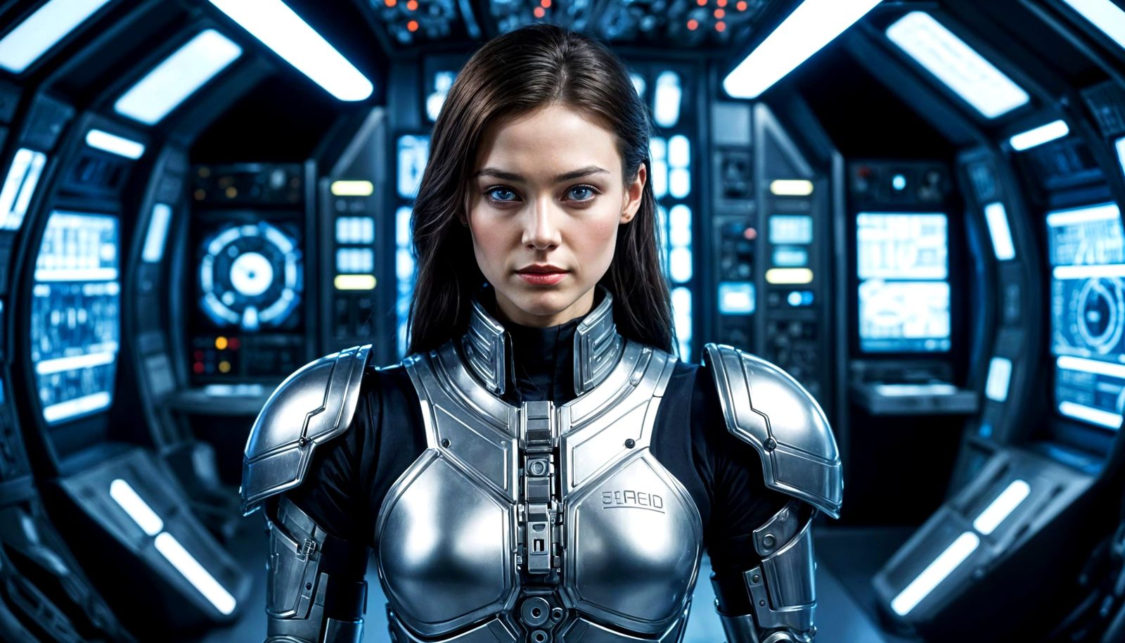 Cybernetic Warrior in Elegant Space Armor