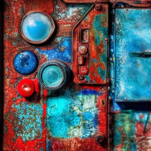 Detailed Mixed Media Assemblage with Bokeh