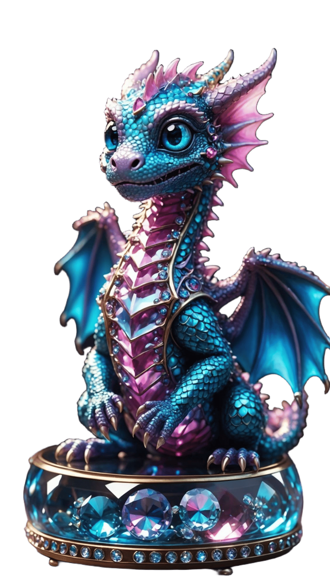 Cute Baby Dragon with Jewels, Hyperrealistic Art