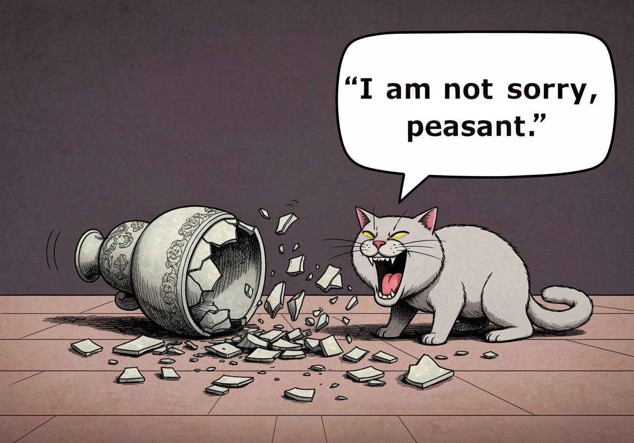 Evil Cat Laughs After Smashing Priceless Vase