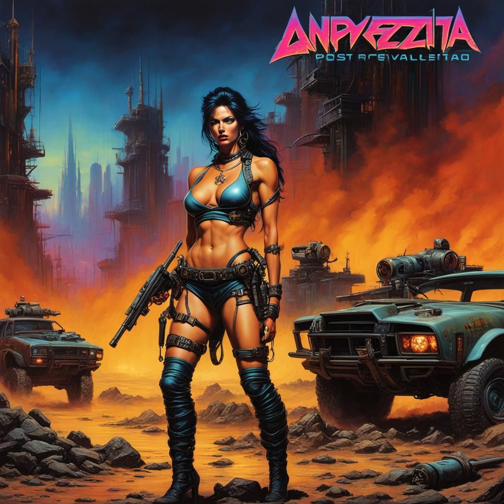 Cyberpunk Woman in Post-Apocalyptic Wasteland