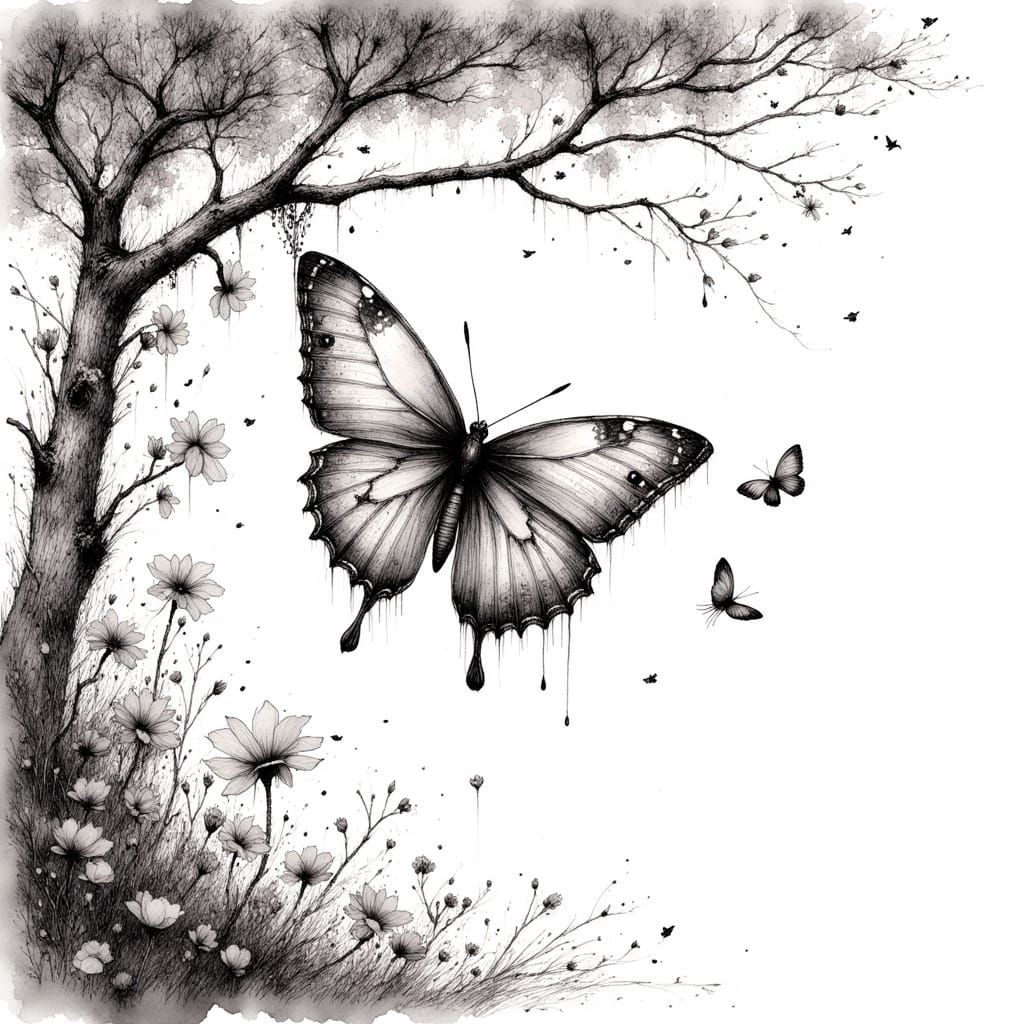 Monarch Butterfly Emerging from Chrysalis at Sunset