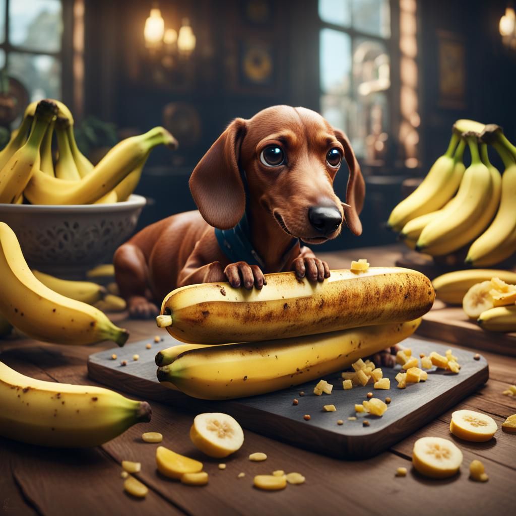 Banana Sausage Dog: Detailed Matte Painting