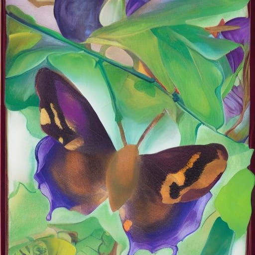 Purple Butterfly in Dadaist Collage Style