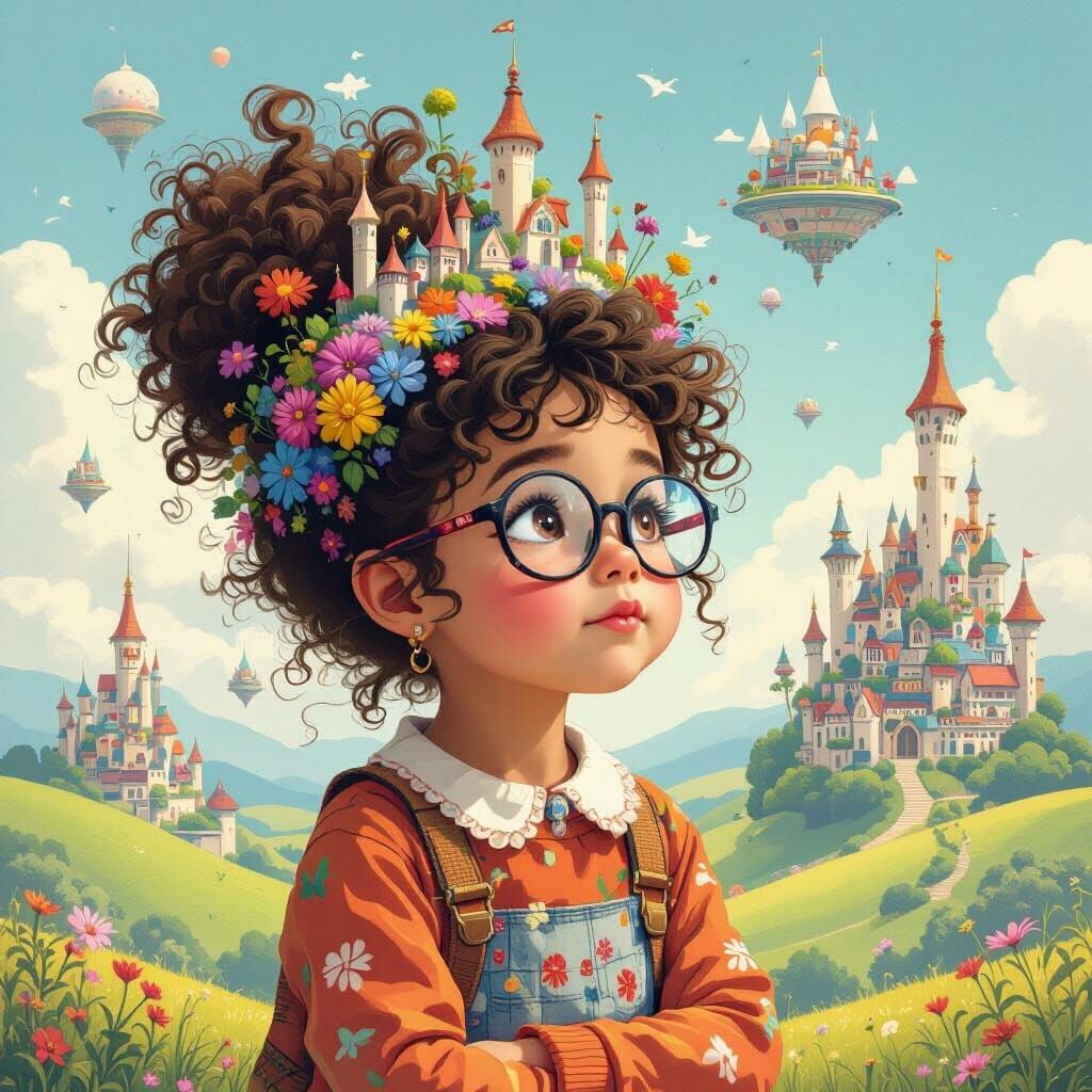 Child with Fantasy World Hair, Anime Style