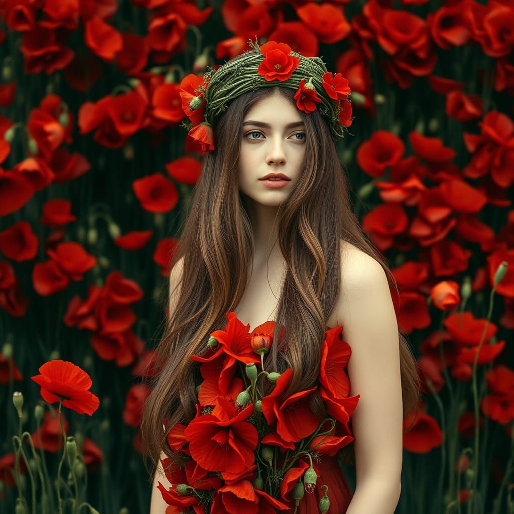 Lady in Poppies: An Ethereal, Film-Noir Inspired Portrait