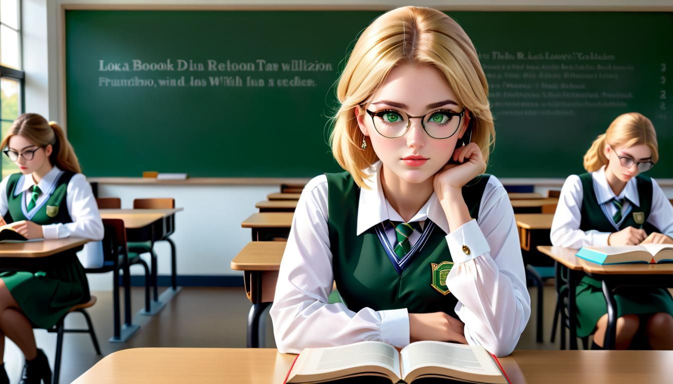 Beauty College Student Reading a Book, Photorealism