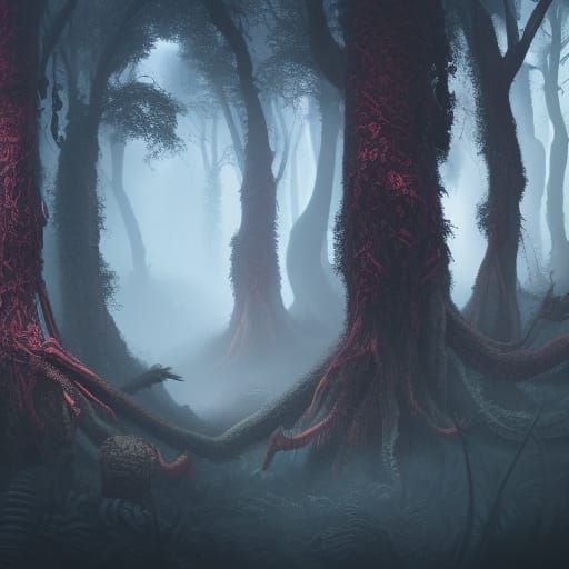 Dark Fantasy Forest in Detailed Matte Painting