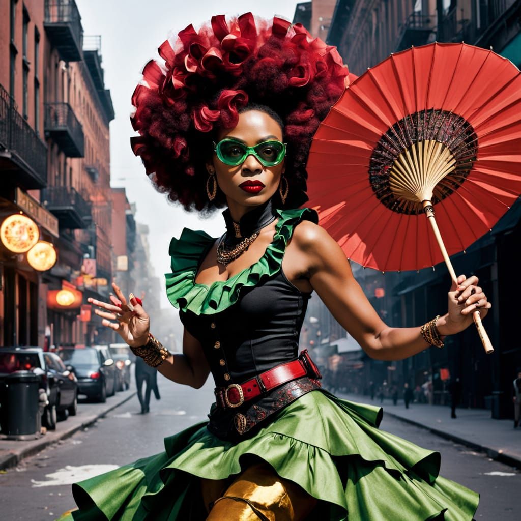 Vibrant Afro-Mexican Warrior Queen in Bold Pulp Comic Style