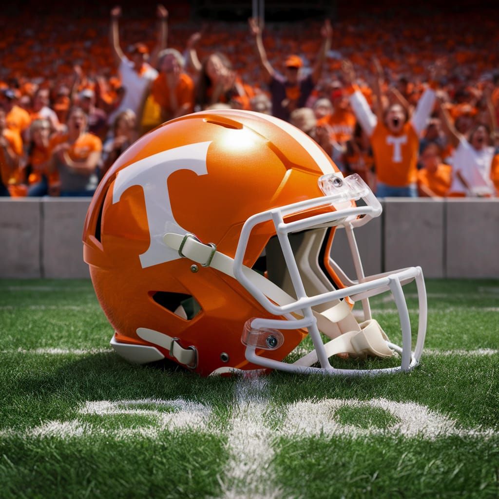 Tennessee Vols Helmet on Football Field