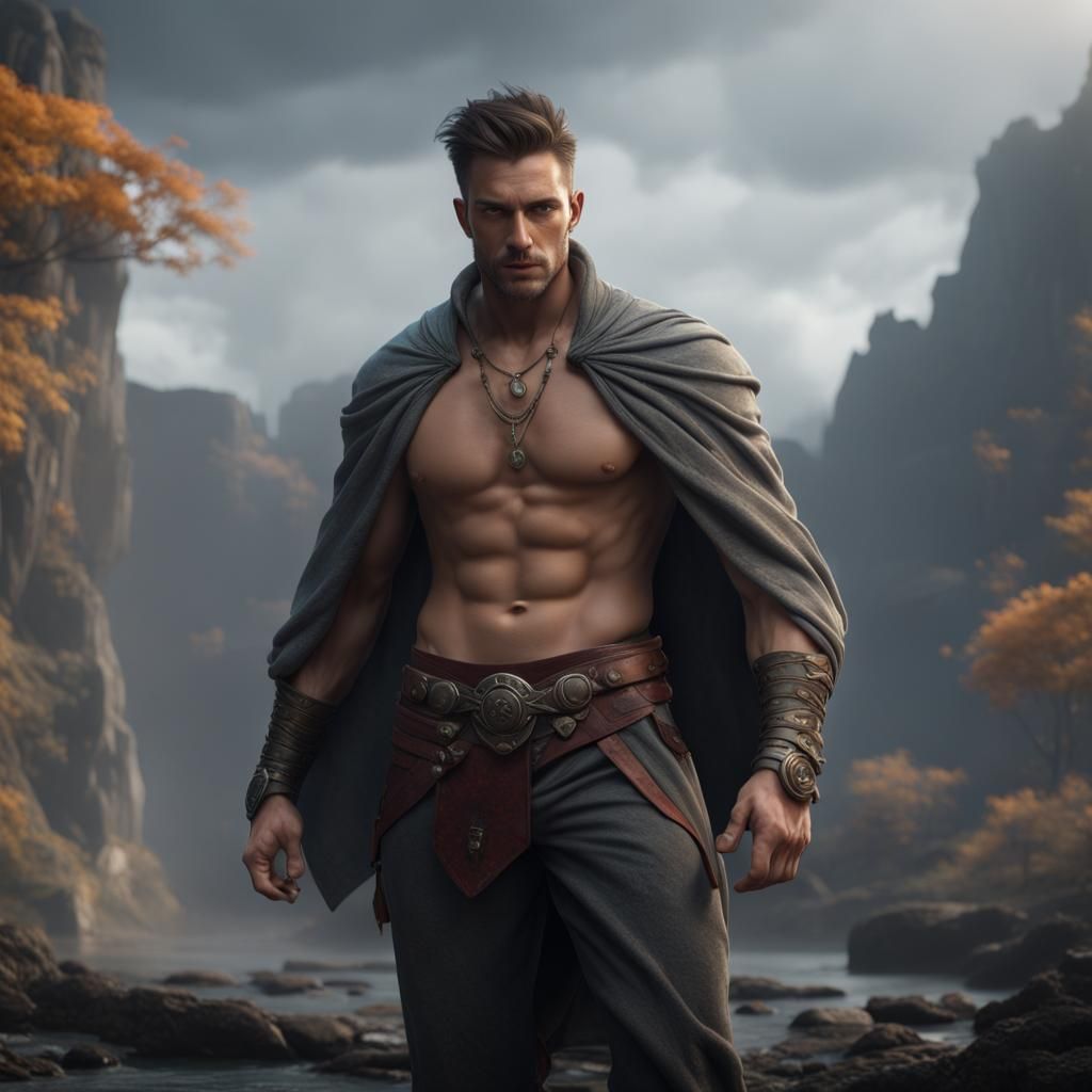 Cinematic Hero in a Gray Mood: Fantasy Concept Art