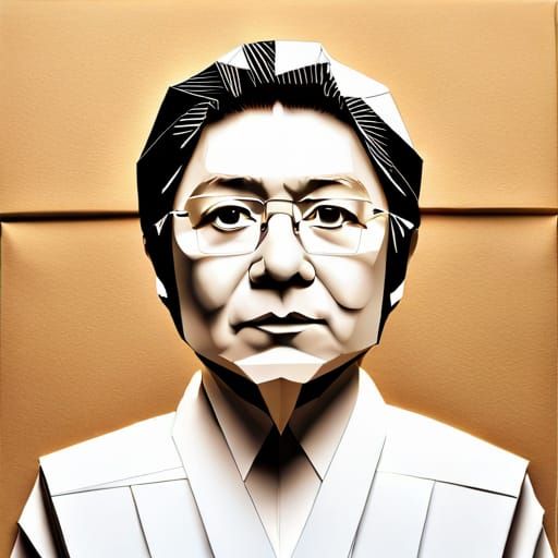 Origami Paper Sculpture: Yoko Ono in Kimono