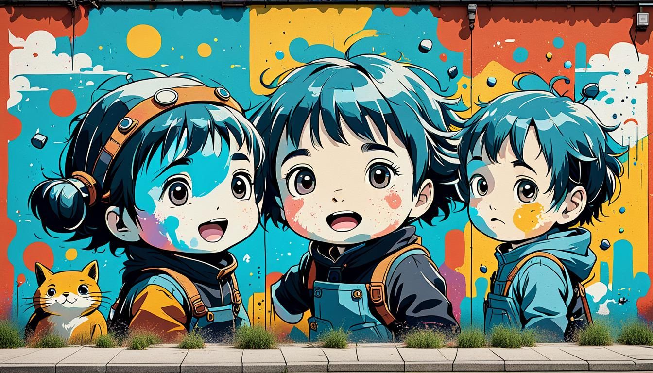 Ghibli Baby Graffiti Art on Community Walls
