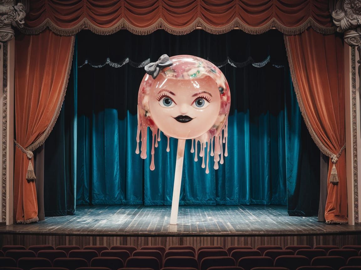 Gothic Jelly Lollipop Girl on Stage: Digital Art