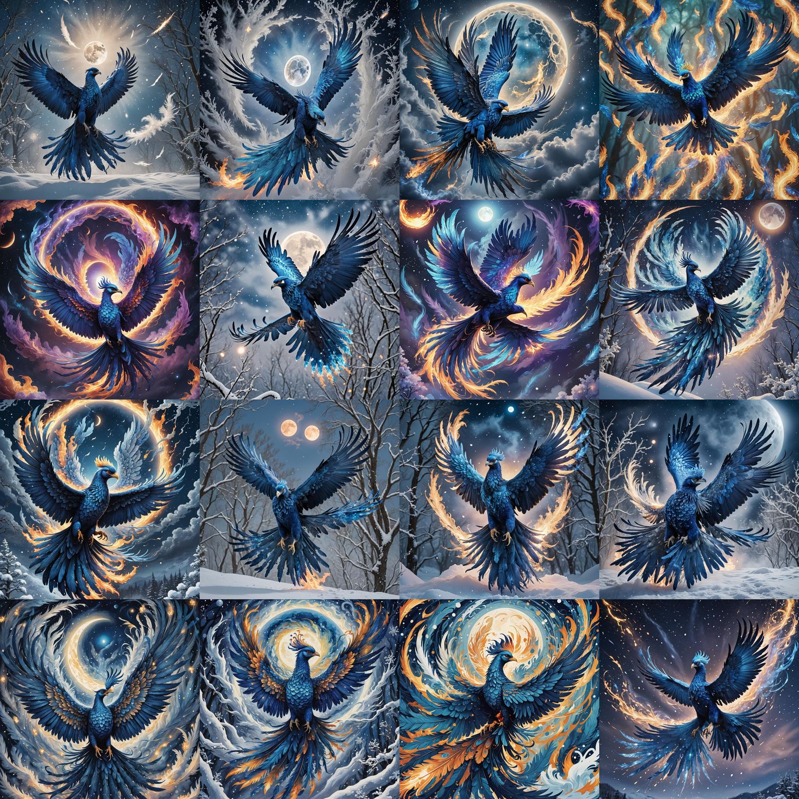 Majestic Blue Phoenix in Flight, Wildlife Photography