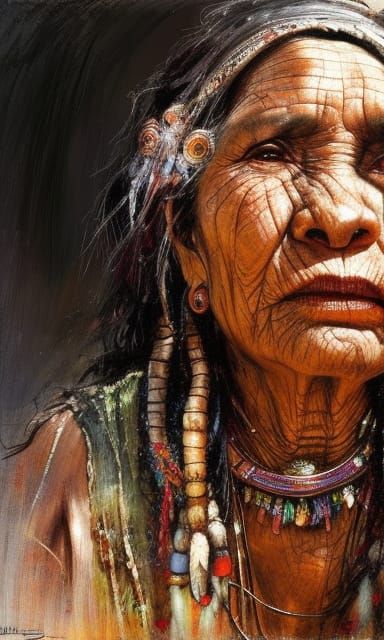 Mystical Aborigy Healer in Vibrant Traditional Attire