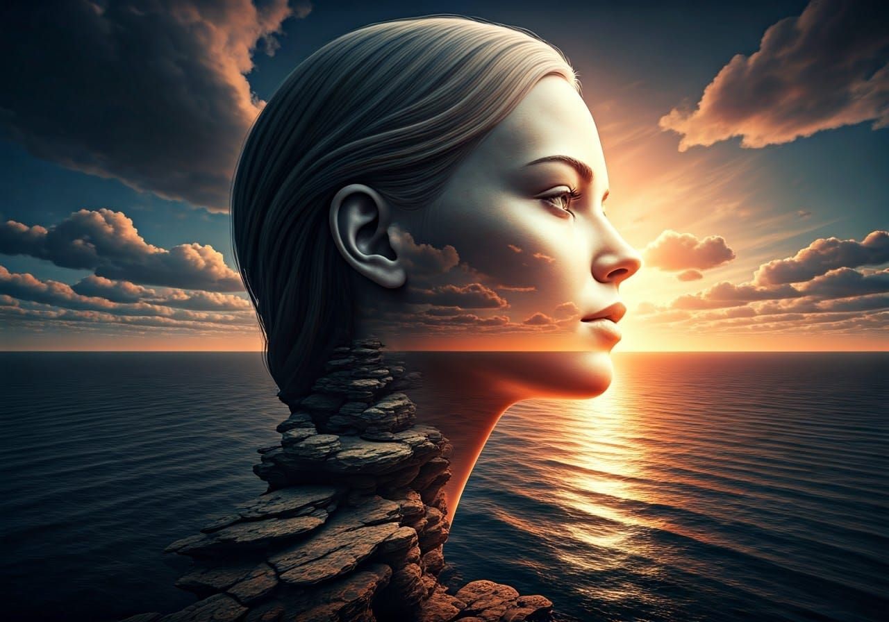 Ethereal Coastal Goddess Sculpted from Weathered Stone