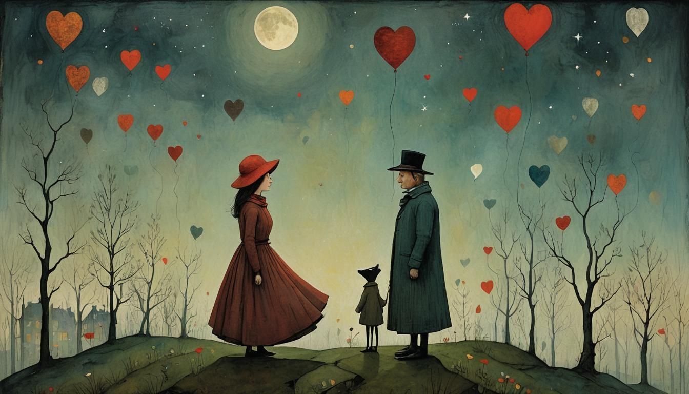 Moody Love Story Illustration in Varied Styles