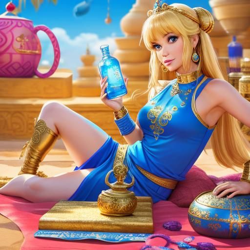 I Dream of Jeannie Bottle with Playful Genie