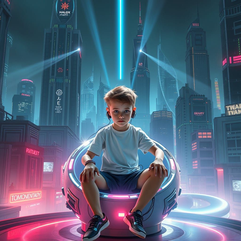 Surreal Futuristic Cityscape with Cyberpunk Inspired Archite...