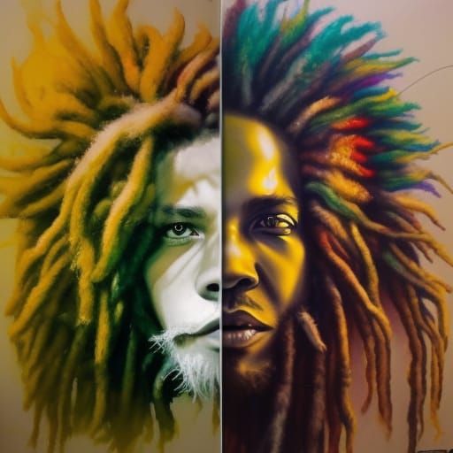 Rasta Lion with Dreadlocks in Vibrant Colors