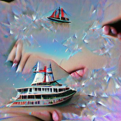 Surreal Crystal Ship Filled with Girls